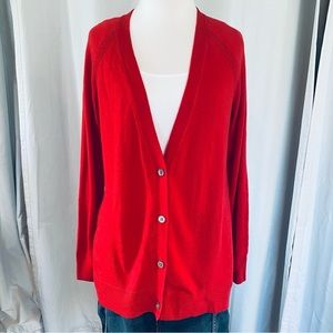 Gap design and crafted red cardigan sweater. Beautifully done.